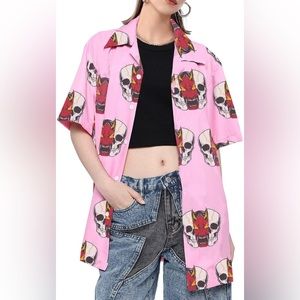 Aelfric Eden Oversized Graphic Printed Casual Button Down Short Sleeve Shirt